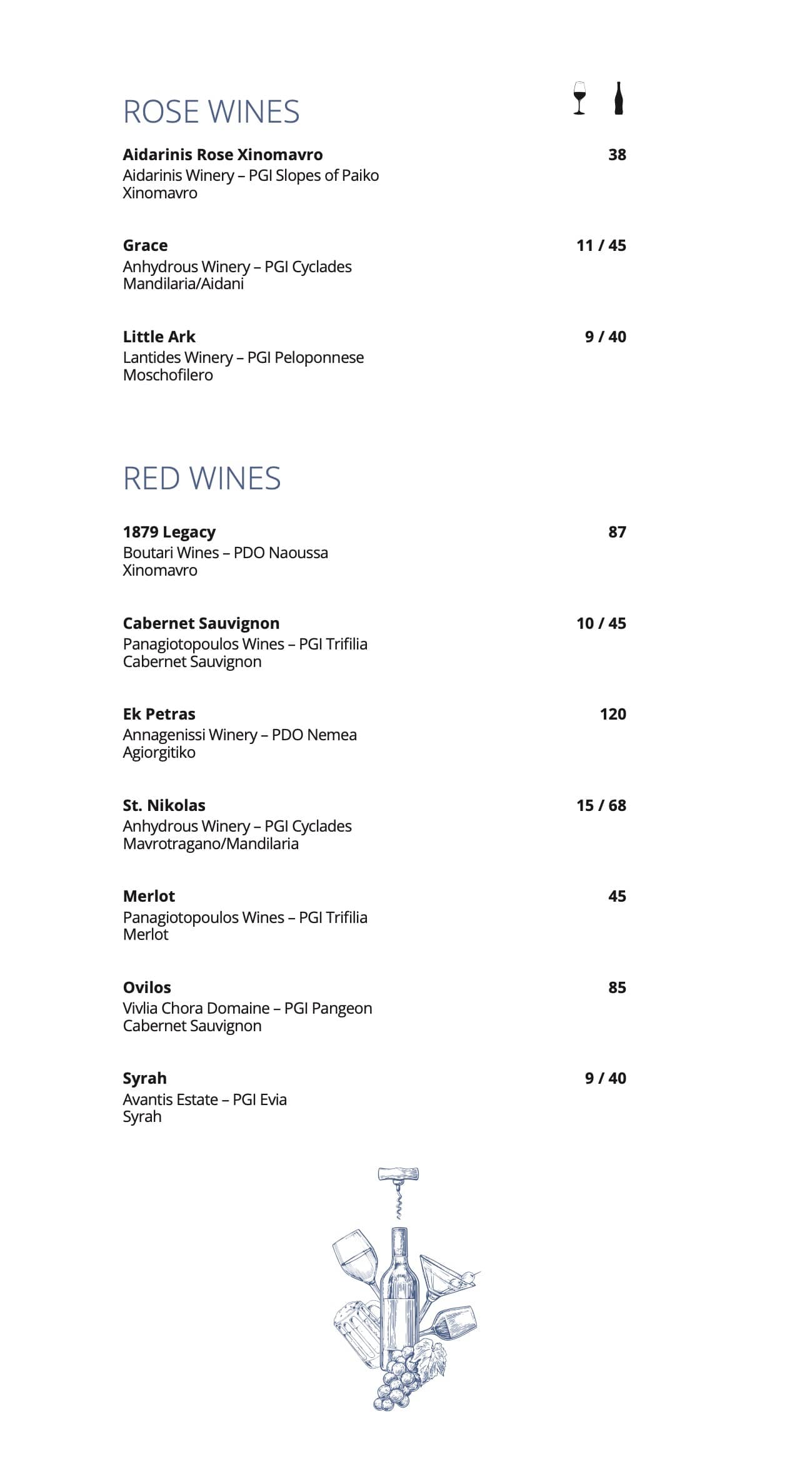 Beverage List 2025 – Ifestioni Restaurant Aressana Hotel 5