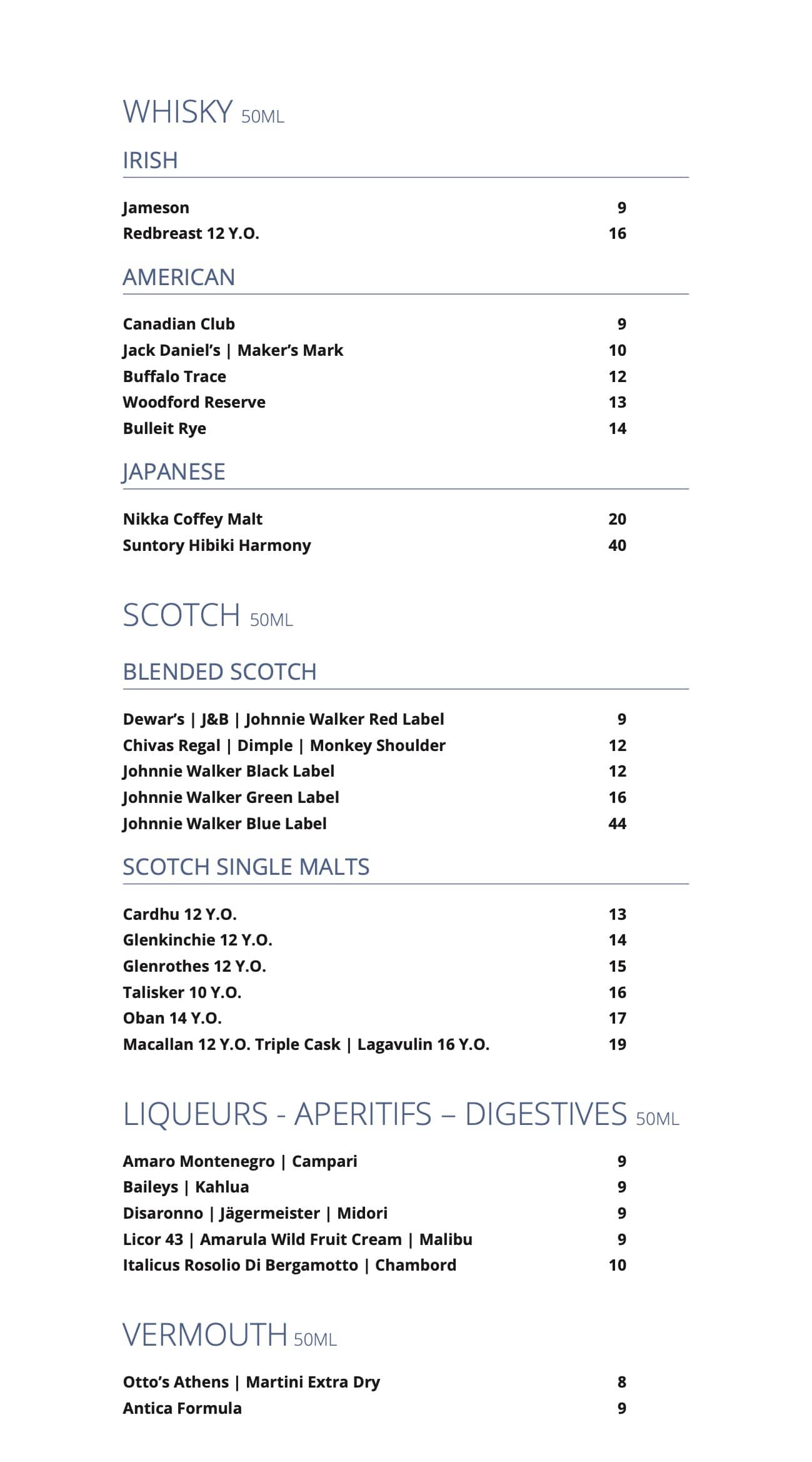 Beverage List 2025 – Ifestioni Restaurant Aressana Hotel 8